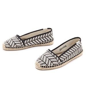 Soludos Woven Black White Tan Raffia Espadrilles